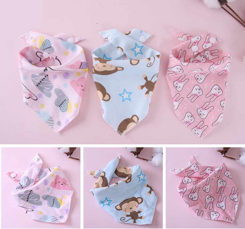 Set 3 bandane roz-albastru imprimeu