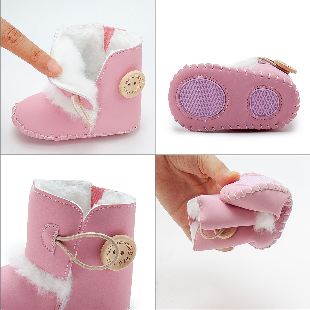 Cizmulite roz imblanite bebelusi detalii